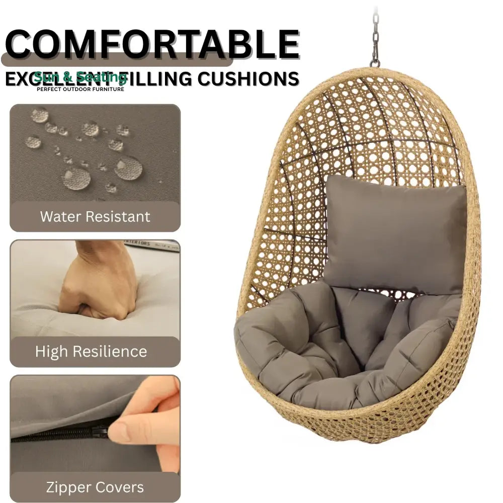 Consuelo Egg Swing Chair (Beige and Dark Grey) Swing