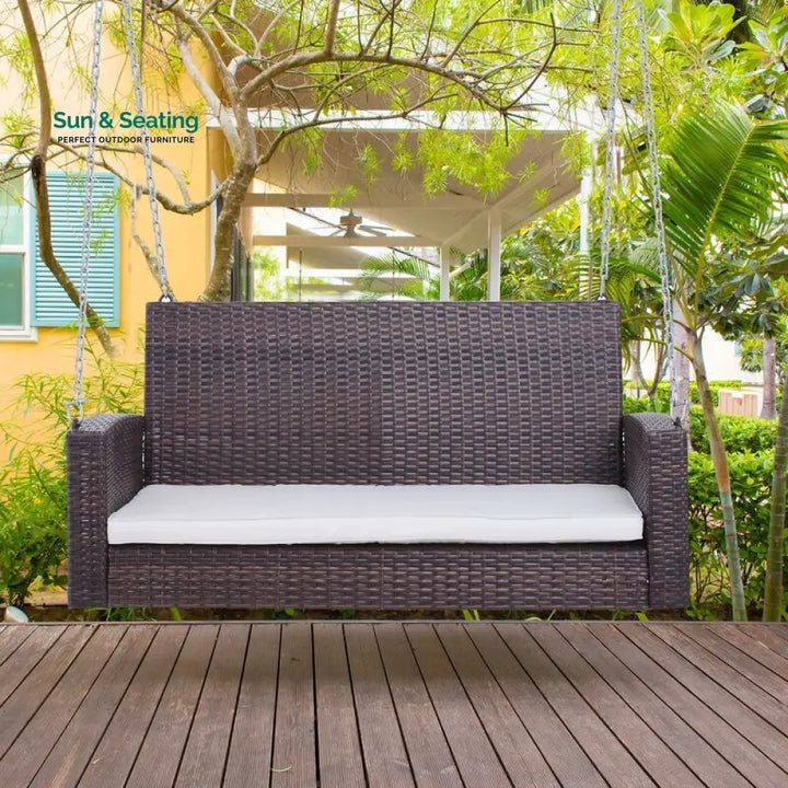 Conti Double Seater Hanging Swing Without Stand For Balcony Garden Swing (Dark Brown) Swings