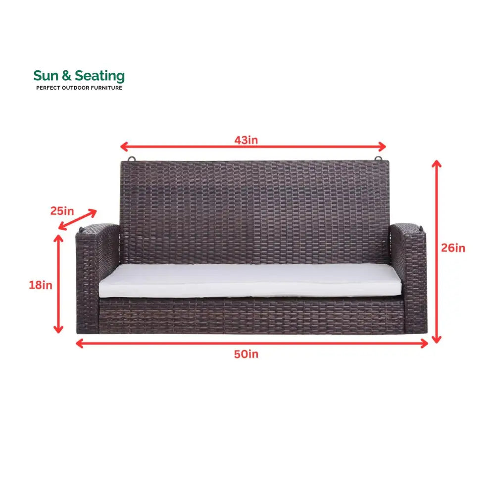 Conti Double Seater Hanging Swing Without Stand For Balcony Garden Swing (Dark Brown) Swings