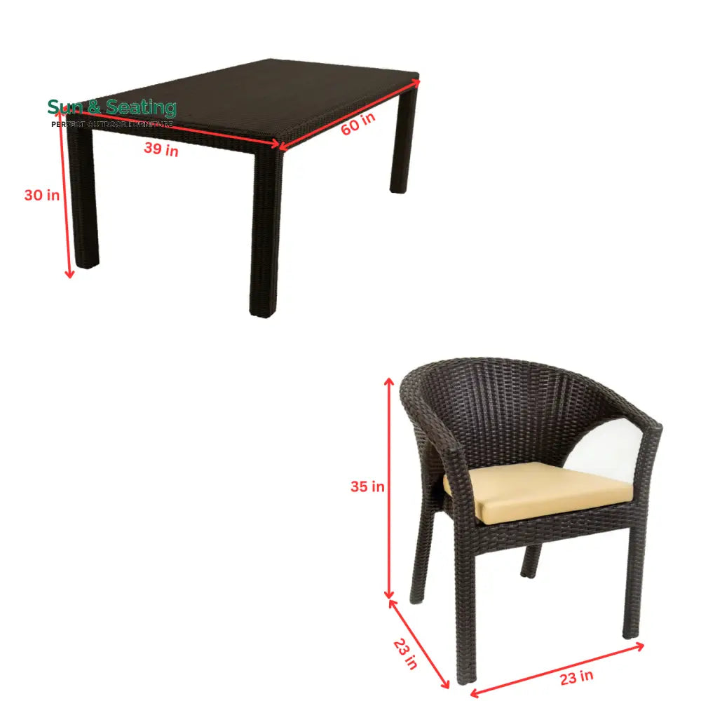 Conti Outdoor Patio Dining Set 6 Chairs and 1 Table (Dark Brown) Dining sets