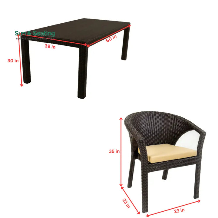 Conti Outdoor Patio Dining Set 6 Chairs and 1 Table (Dark Brown) Dining sets