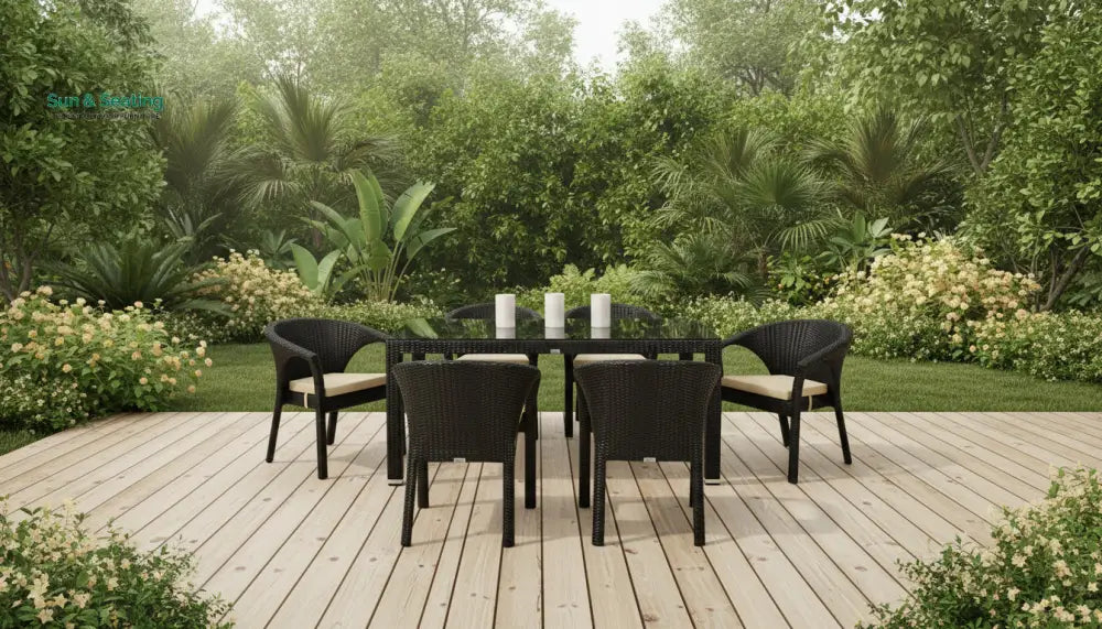 Conti Outdoor Patio Dining Set 6 Chairs and 1 Table (Dark Brown) Dining sets