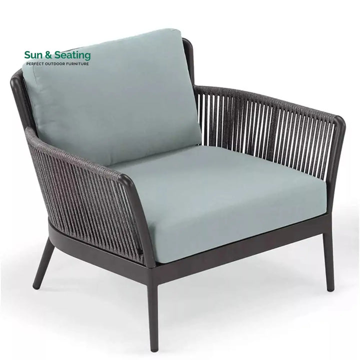 Conti Outdoor Patio Seating Set 2 Chairs and 1 Table Set (Grey) Braided &amp; Rope Coffee Table Sets
