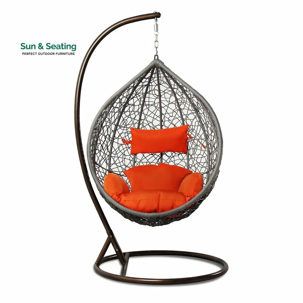Conti Single Seater Hanging Swing With Stand For Balcony Garden Swing (Silver) Swings