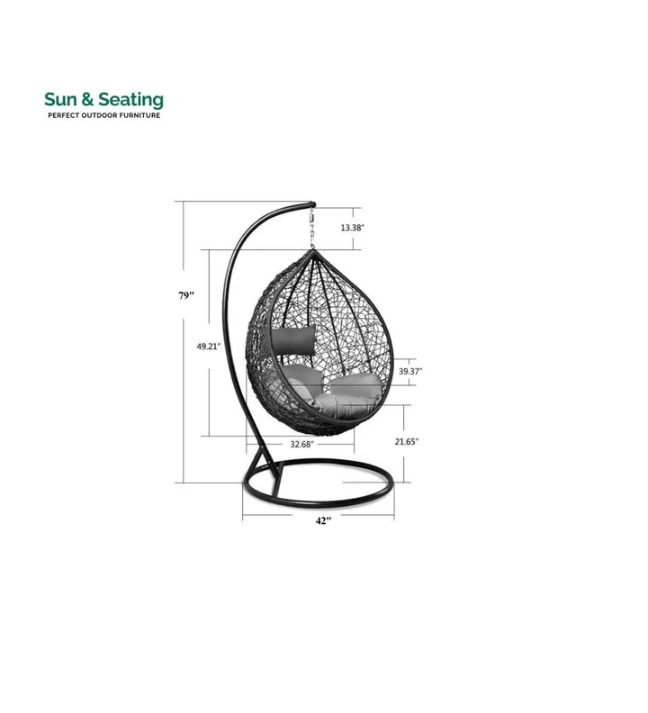 Conti Single Seater Hanging Swing With Stand For Balcony Garden Swing (Silver) Swings
