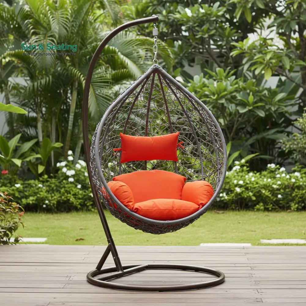 Conti Single Seater Hanging Swing With Stand For Balcony Garden Swing (Silver) Swings