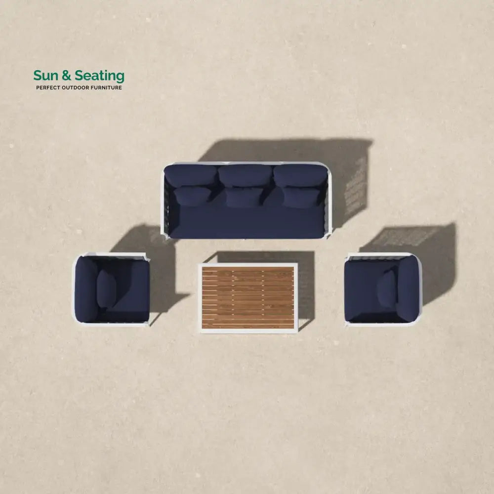 Copy of Slava Outdoor Sofa Set 3 Seater 2 Single seater and 1 Center Table (Grey + Navy Blue) Braided &amp; Rope Sofa Sets