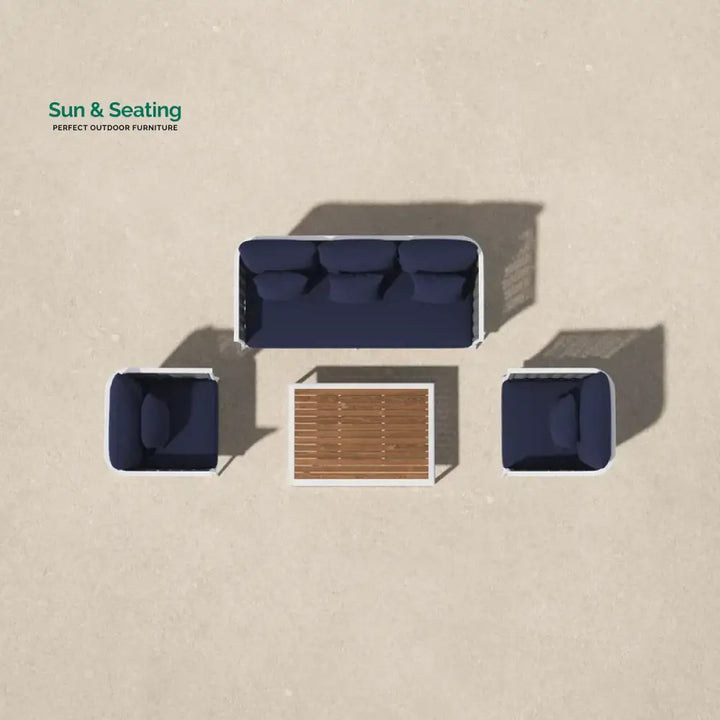 Copy of Slava Outdoor Sofa Set 3 Seater 2 Single seater and 1 Center Table (Grey + Navy Blue) Braided &amp; Rope Sofa Sets