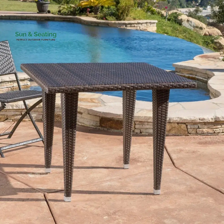 Coralie Outdoor Wicker Patio Counter Height Table (Dark Brown) Table