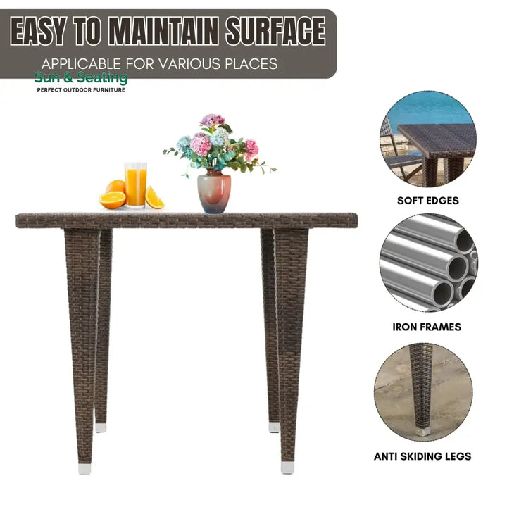 Coralie Outdoor Wicker Patio Counter Height Table (Dark Brown) Table