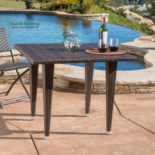 Coralie Outdoor Wicker Patio Counter Height Table (Dark Brown) Table