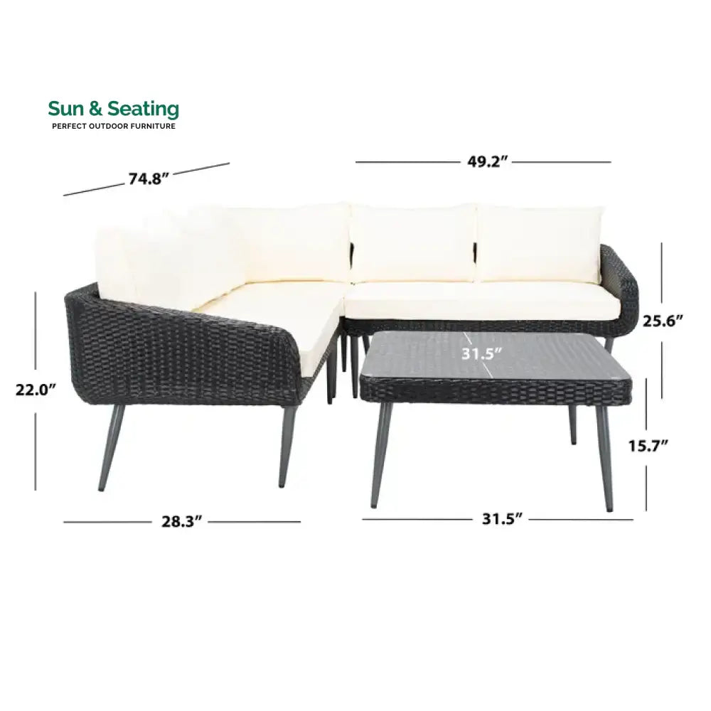 Corazón Outdoor Sofa Set 5 Seater and 1 Center Table Set (Black) Sofa Sets