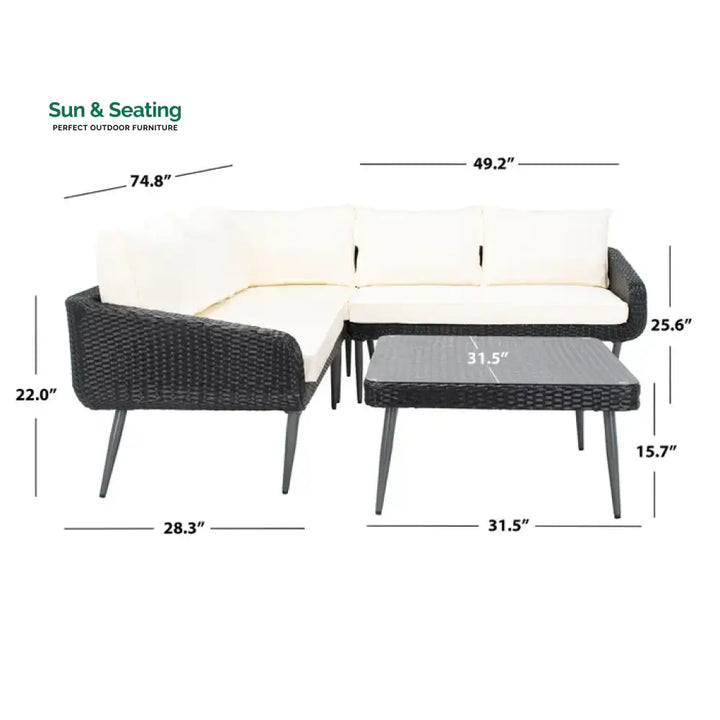 Corazón Outdoor Sofa Set 5 Seater and 1 Center Table Set (Black) Sofa Sets