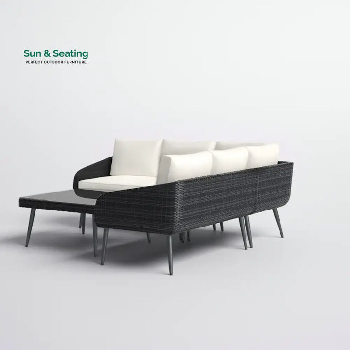 Corazón Outdoor Sofa Set 5 Seater and 1 Center Table Set (Black) Sofa Sets