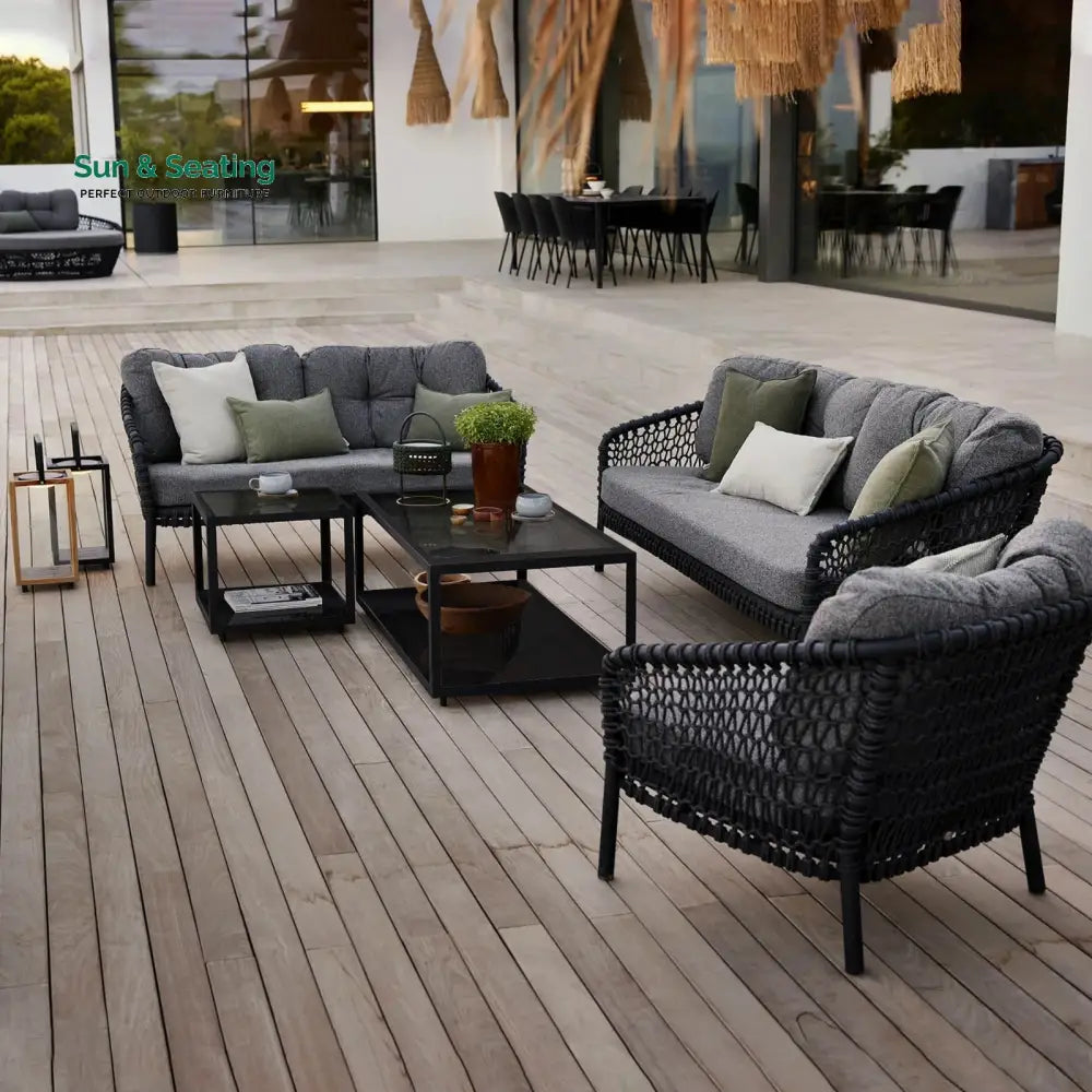 Costa Outdoor Garden Balcony Sofa Set 3 Seater 2 Seater 1 Single Seater 1 Side Table and 1 Center Table Set (Grey) Sofa