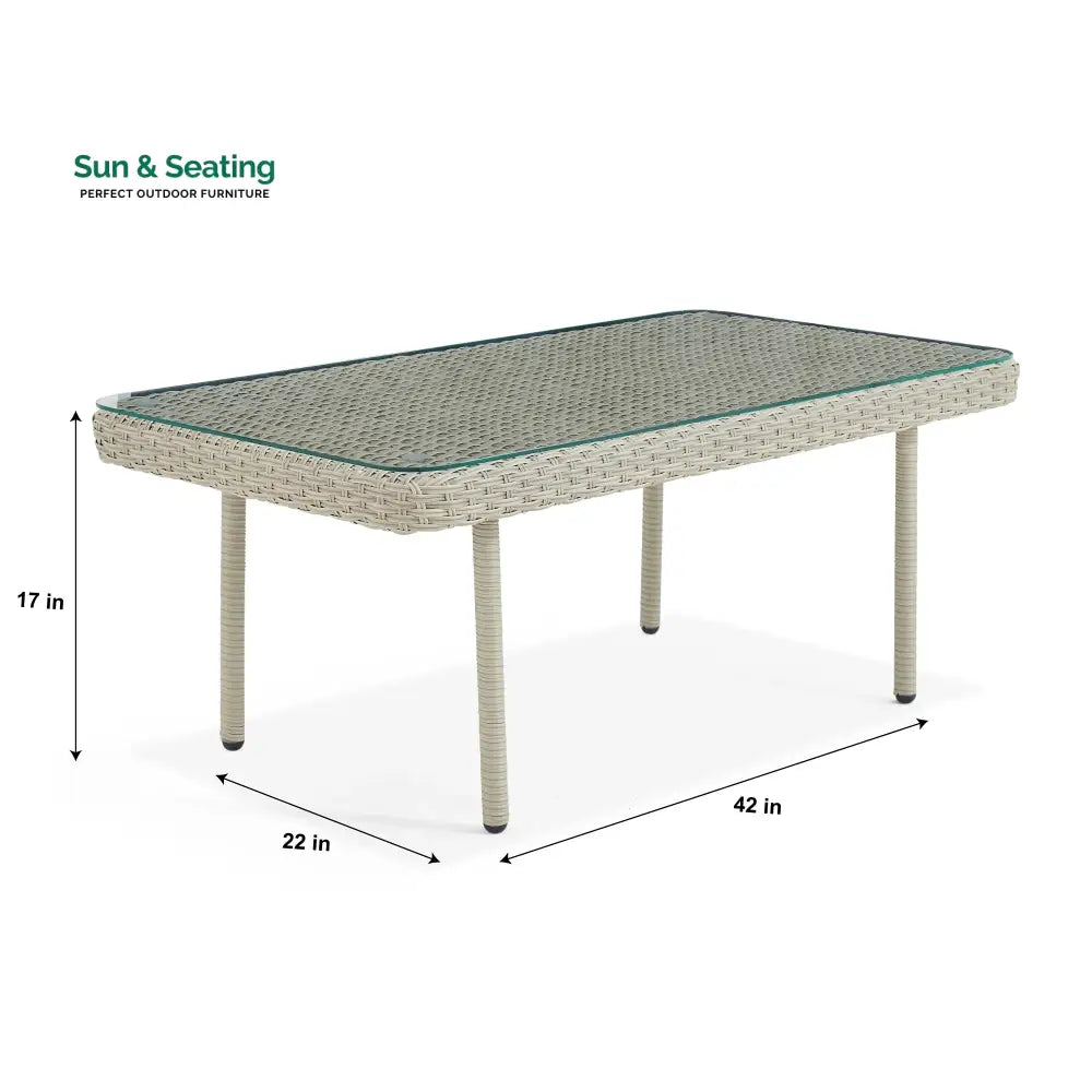 Coven Outdoor Garden Balcony Sofa Set 2 Seater 2 Single seater and 1 Center Table Set (Cream) Sofa Sets