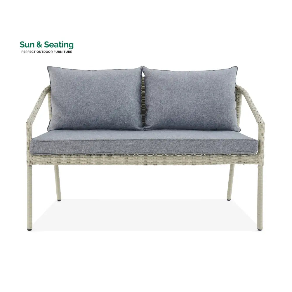 Coven Outdoor Garden Balcony Sofa Set 2 Seater 2 Single seater and 1 Center Table Set (Cream) Sofa Sets