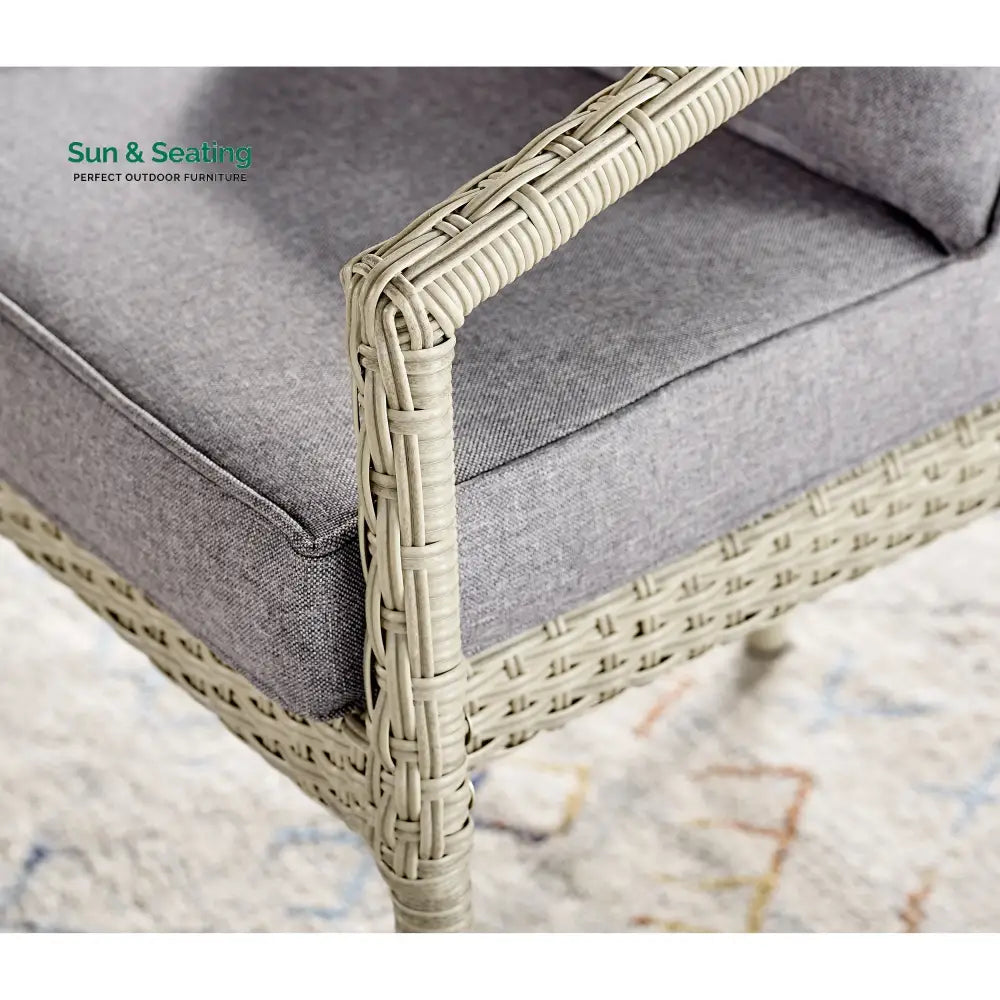 Coven Outdoor Garden Balcony Sofa Set 2 Seater 2 Single seater and 1 Center Table Set (Cream) Sofa Sets