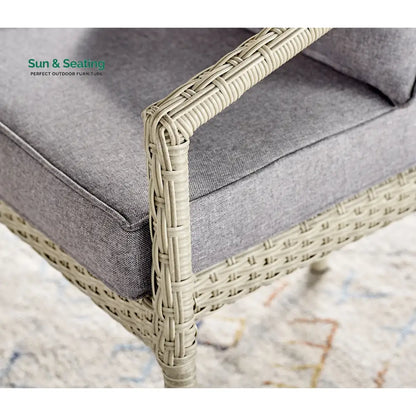 Coven Outdoor Garden Balcony Sofa Set 2 Seater 2 Single seater and 1 Center Table Set (Cream) Sofa Sets