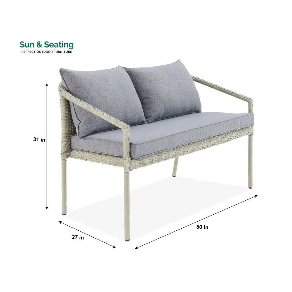 Coven Outdoor Garden Balcony Sofa Set 2 Seater 2 Single seater and 1 Center Table Set (Cream) Sofa Sets