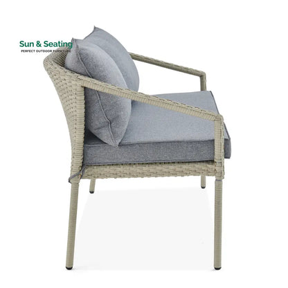 Coven Outdoor Garden Balcony Sofa Set 2 Seater 2 Single seater and 1 Center Table Set (Cream) Sofa Sets