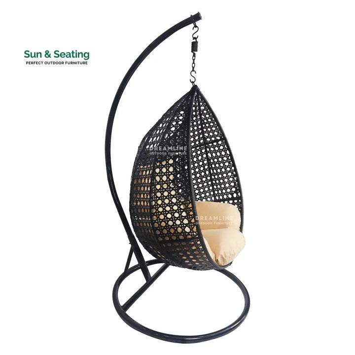 Craig Single Seater Hanging Swing With Stand For Balcony Garden Swing (Dark Brown) Swings