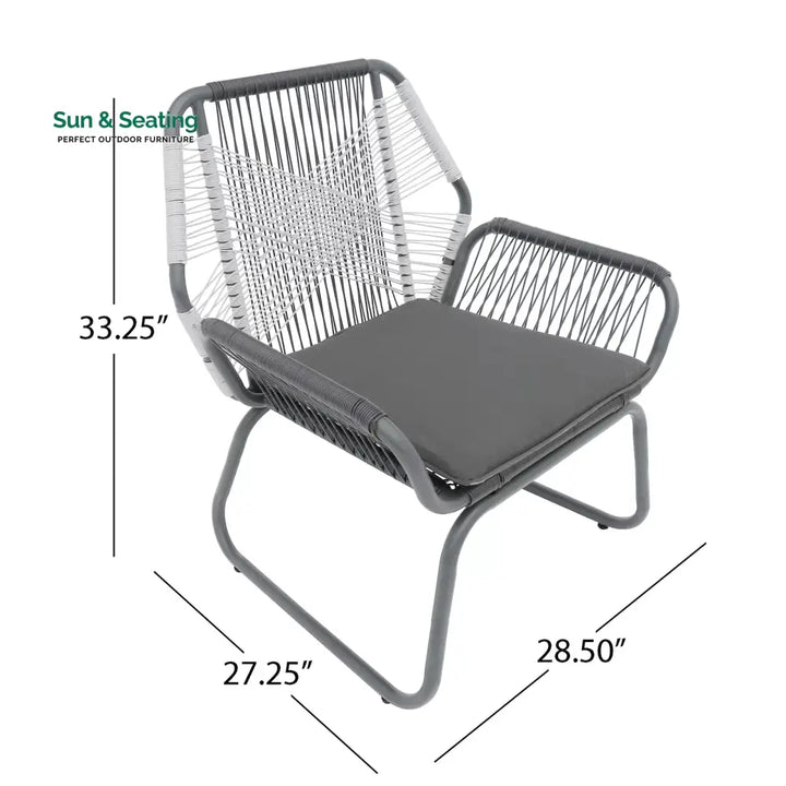 Crimson Outdoor Patio Seating Set 2 Chairs and 1 Table Set (White + Dark Grey) Coffee Table Sets