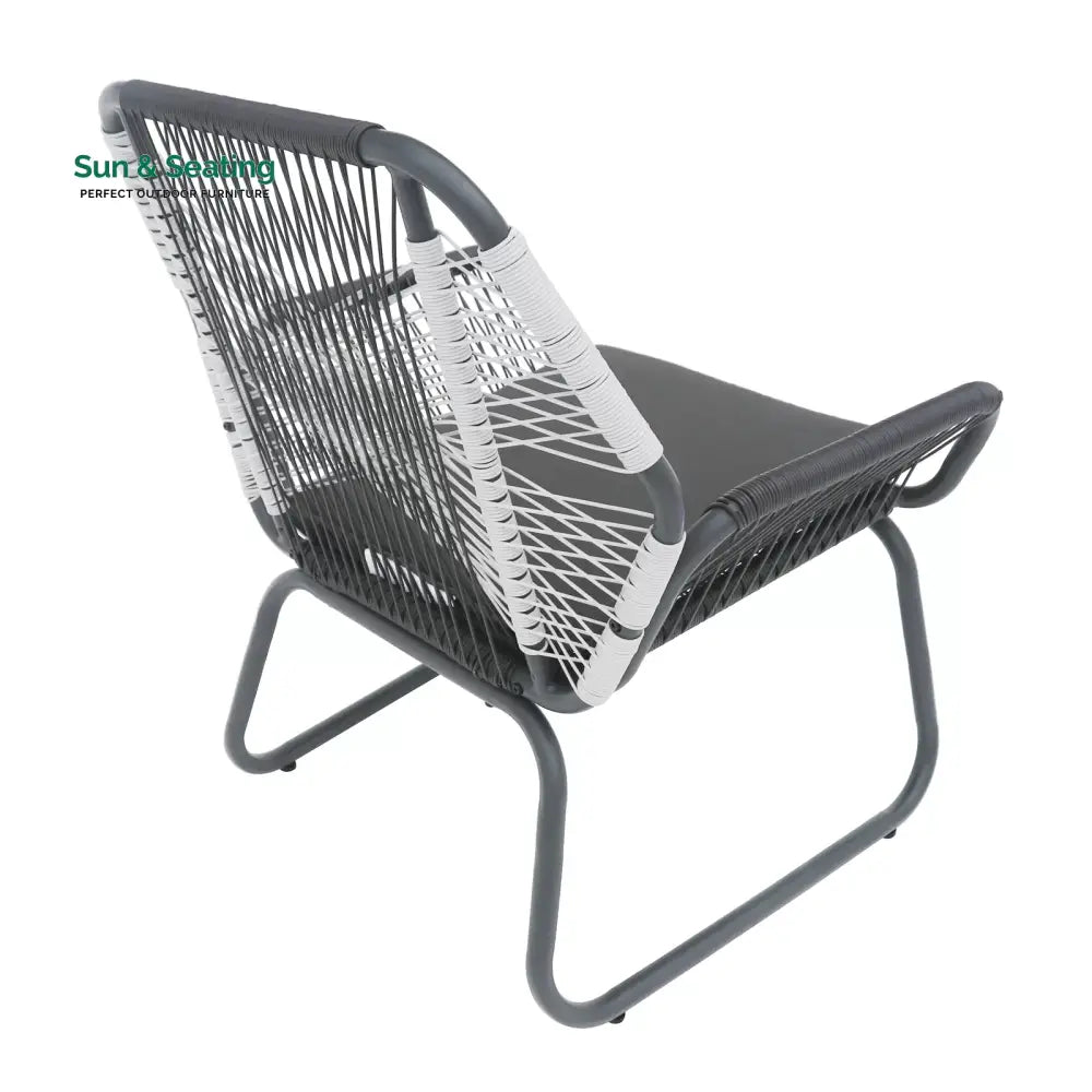 Crimson Outdoor Patio Seating Set 2 Chairs and 1 Table Set (White + Dark Grey) Coffee Table Sets