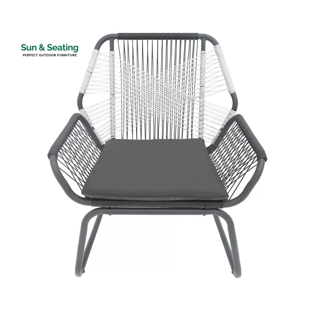 Crimson Outdoor Patio Seating Set 2 Chairs and 1 Table Set (White + Dark Grey) Coffee Table Sets