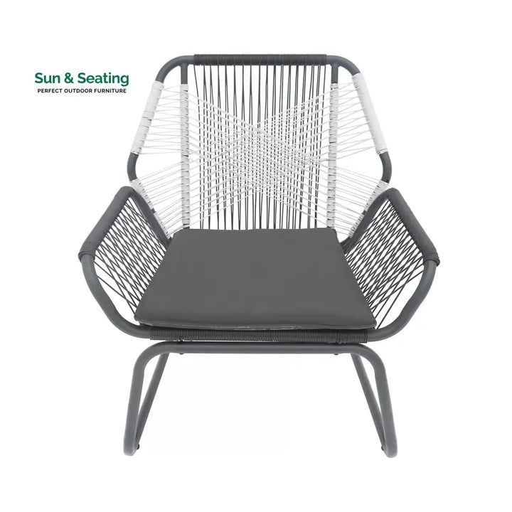 Crimson Outdoor Patio Seating Set 2 Chairs and 1 Table Set (White + Dark Grey) Coffee Table Sets
