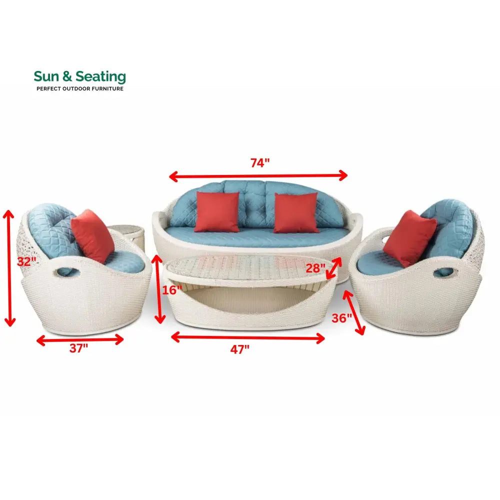 Crocetta Outdoor Sofa Set 3 Seater 2 Single seater and 1 Center Table (Off White) Sofa Sets