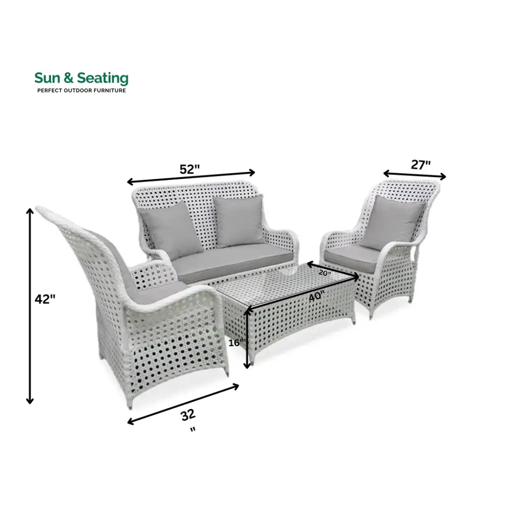 Cruzita Outdoor Sofa Set 2 Seater 2 Single seater and 1 Center Table (White) Sofa Sets