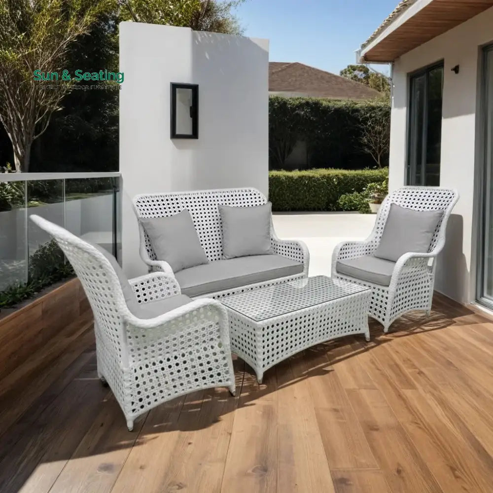 Cruzita Outdoor Sofa Set 2 Seater 2 Single seater and 1 Center Table (White) Sofa Sets
