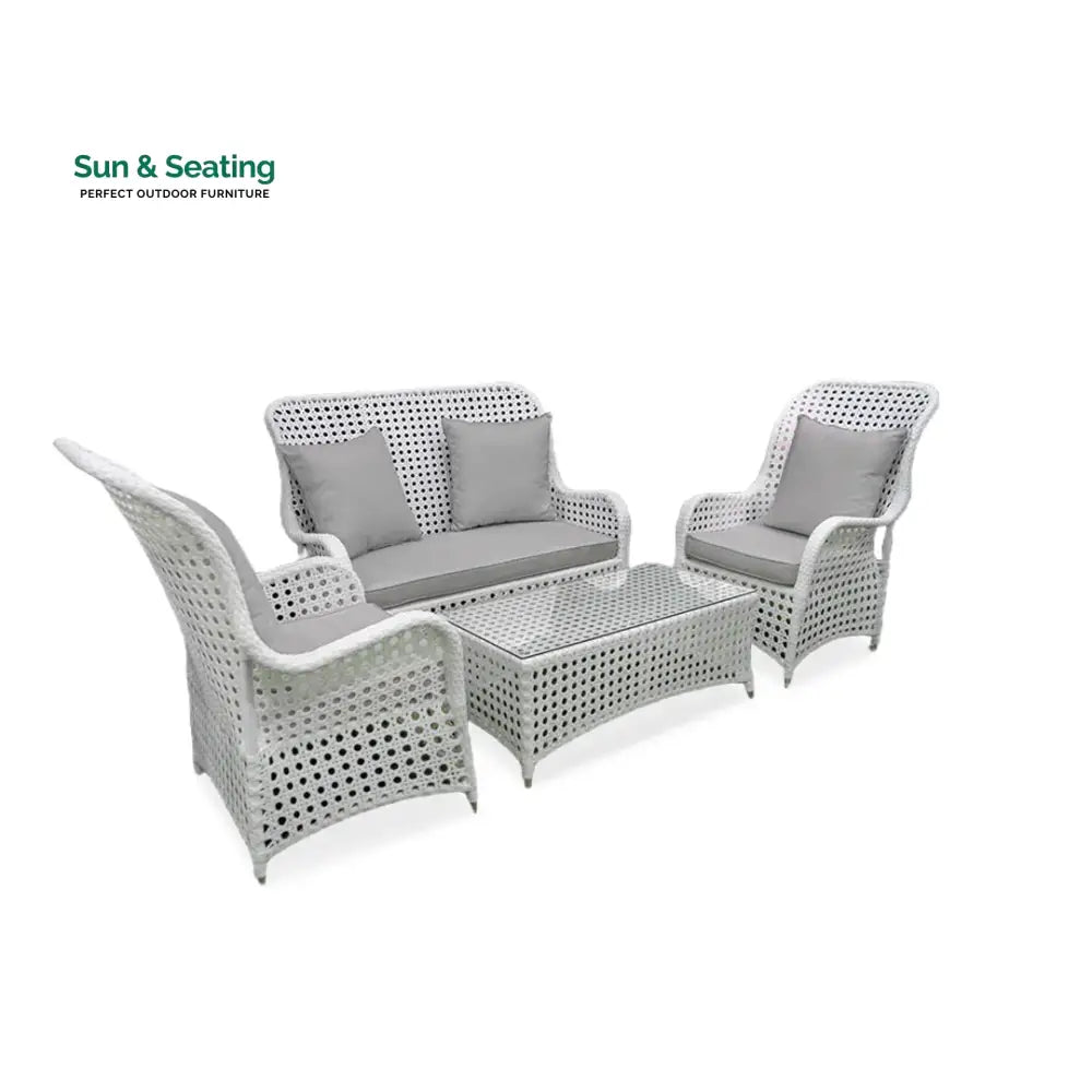 Cruzita Outdoor Sofa Set 2 Seater 2 Single seater and 1 Center Table (White) Sofa Sets