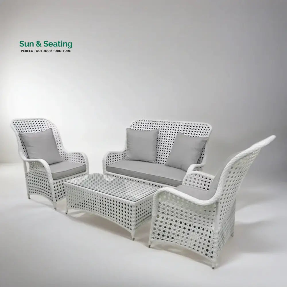 Cruzita Outdoor Sofa Set 2 Seater 2 Single seater and 1 Center Table (White) Sofa Sets