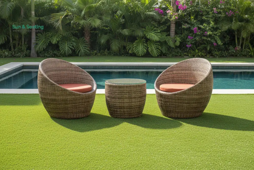 Cub Outdoor Patio Seating Set 2 Chairs and 1 Table Set (Arabica) Coffee Table Sets