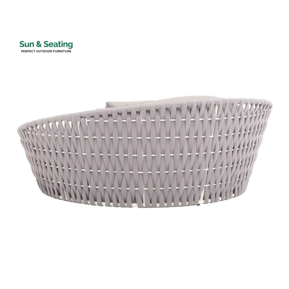 Cuba Outdoor Poolside Sunbed With Cushion Daybed (Light Grey) Braided &amp; Rope Sunbed
