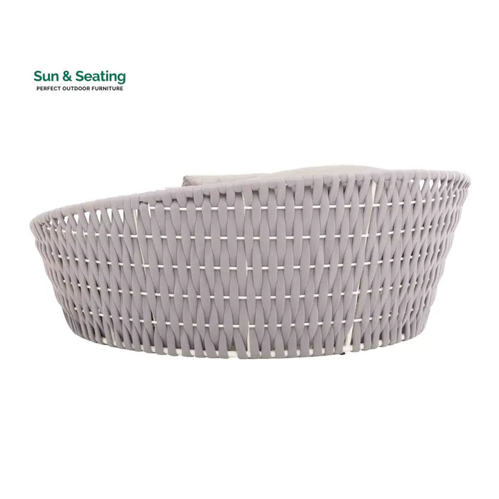 Cuba Outdoor Poolside Sunbed With Cushion Daybed (Light Grey) Braided &amp; Rope Sunbed