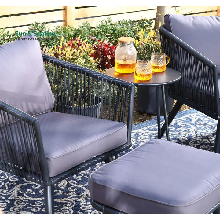 Culb Outdoor Patio Seating Set 2 Chairs and 1 Table Set (Black) Coffee Table Sets