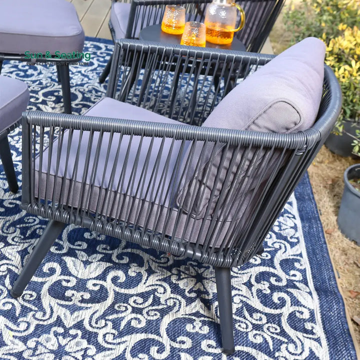 Culb Outdoor Patio Seating Set 2 Chairs and 1 Table Set (Black) Coffee Table Sets