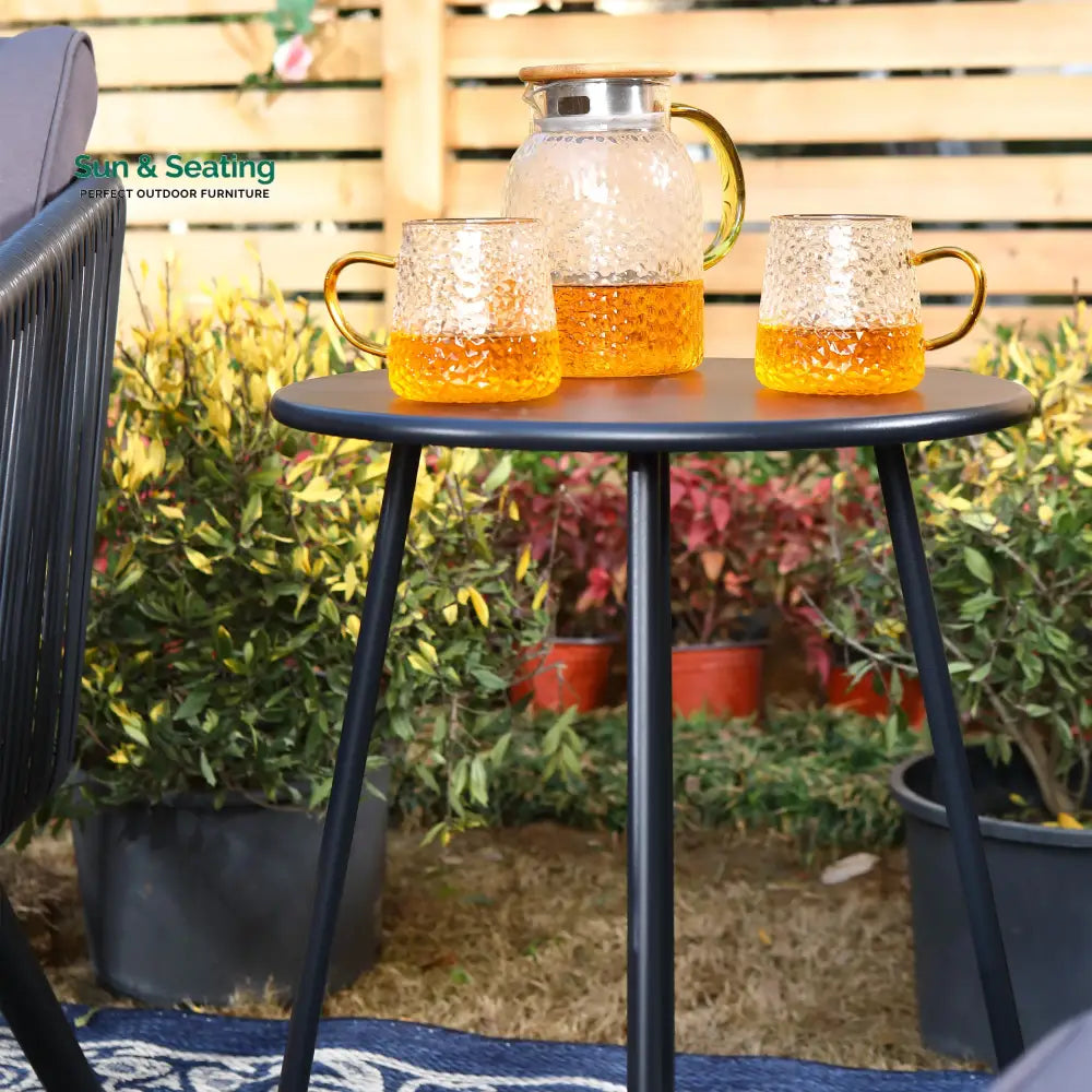 Culb Outdoor Patio Seating Set 2 Chairs and 1 Table Set (Black) Coffee Table Sets