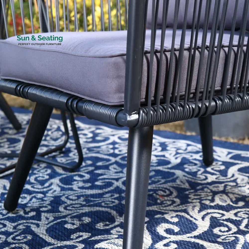 Culb Outdoor Patio Seating Set 2 Chairs and 1 Table Set (Black) Coffee Table Sets