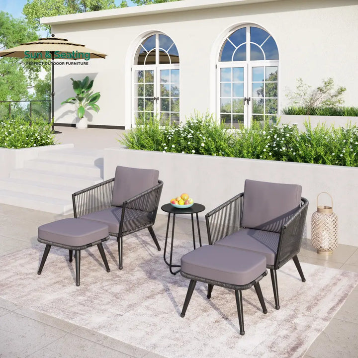 Culb Outdoor Patio Seating Set 2 Chairs and 1 Table Set (Black) Coffee Table Sets