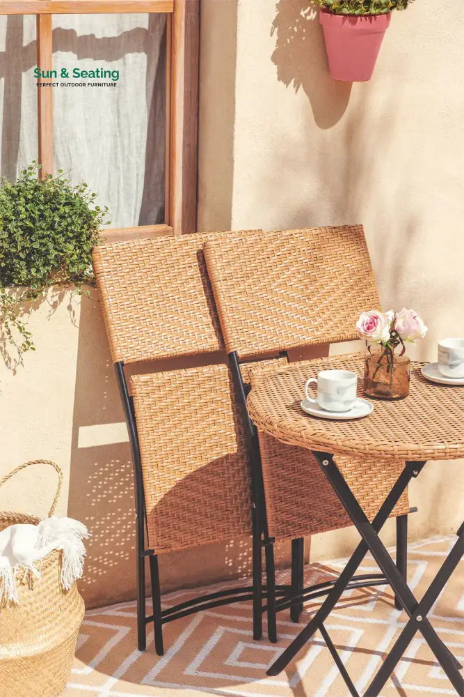 Curro Cara Outdoor Patio Seating Set 2 Chairs and 1 Table Set (Honey) Coffee Table Sets