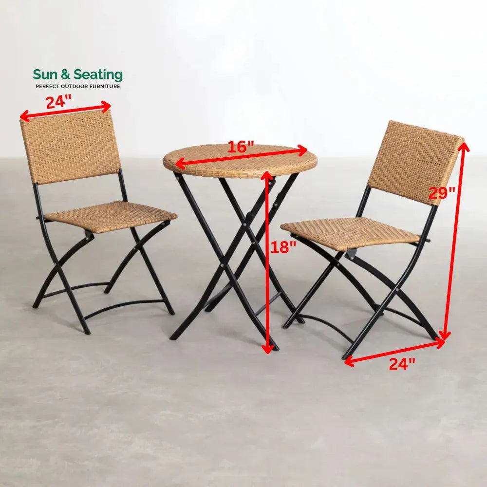 Curro Cara Outdoor Patio Seating Set 2 Chairs and 1 Table Set (Honey) Coffee Table Sets