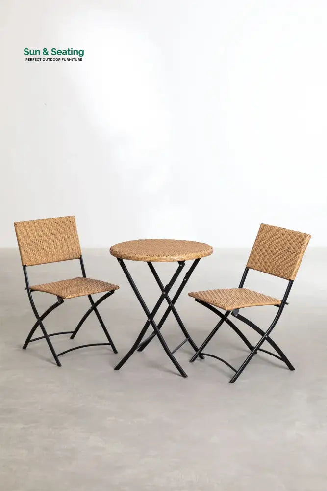 Curro Cara Outdoor Patio Seating Set 2 Chairs and 1 Table Set (Honey) Coffee Table Sets