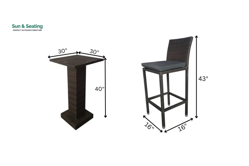 Curro Outdoor Patio Bar Set 4 Chairs and 1 Table For Balcony (Brown) Bar Sets