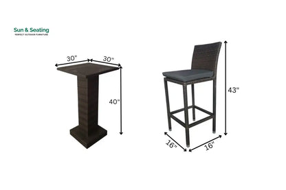 Curro Outdoor Patio Bar Set 4 Chairs and 1 Table For Balcony (Brown) Bar Sets