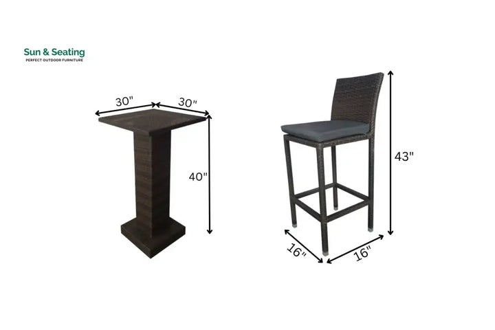 Curro Outdoor Patio Bar Set 4 Chairs and 1 Table For Balcony (Brown) Bar Sets