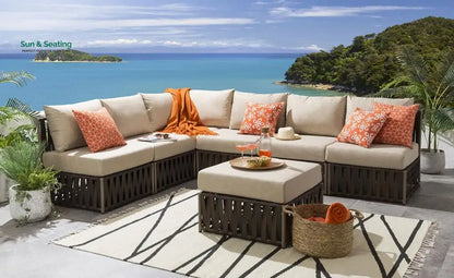 Curro Outdoor Sofa Set 6 Seater and 1 Ottoman Set (Brown) Sofa Sets